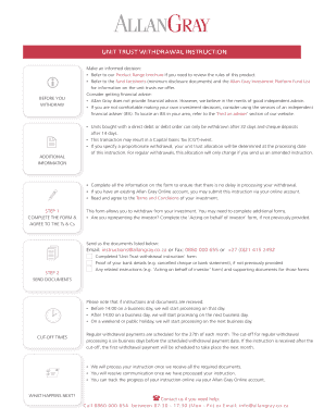 Unit Trust Withdrawal Instruction