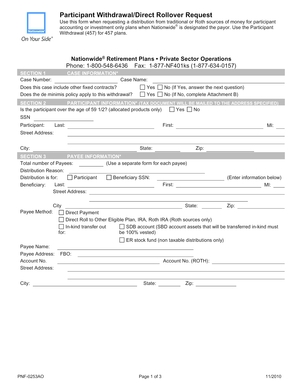 Nationwide Participant Withdrawal Request Form