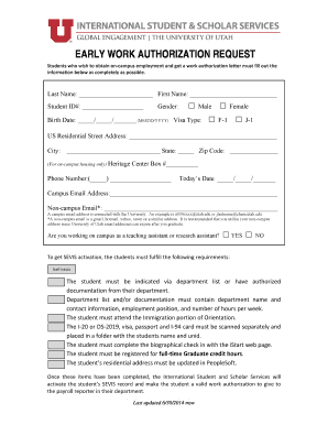 Early Work Authorization Request Form