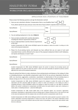 WorkCover Declaration Form