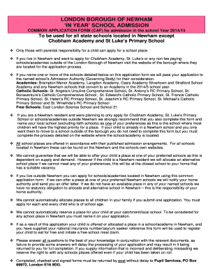 UK School Admission Application Form