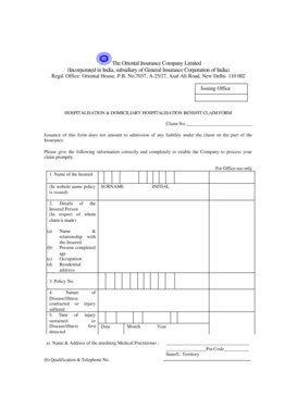 Hospitalisation Claim Form