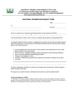 Additional Information Request Form