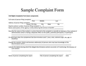 Civil Rights Complaint Form