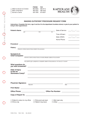 Imaging Outpatient Procedure Request Form