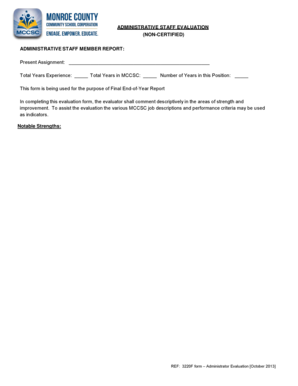 ADMINISTRATIVE STAFF EVALUATION (NON-CERTIFIED ... - mccsc