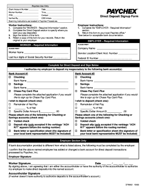 Direct Deposit Signup Form