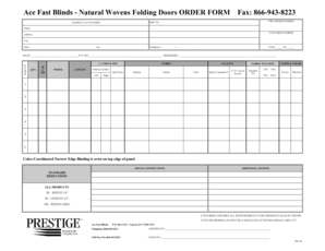 Ace Fast Blinds Order Form