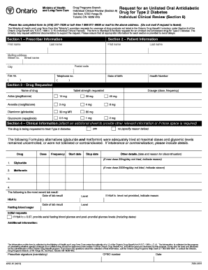 Ontario Drug Benefit Oral Antidiabetic Request Form