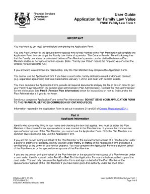 Ontario Family Law Value Application Form