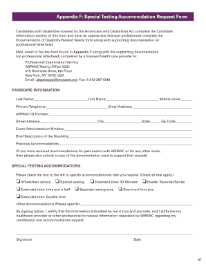 Special Testing Accommodation Request Form
