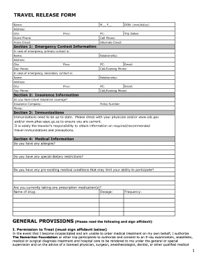 Samaritan Foundation Travel Release Form