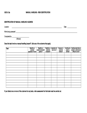 Manual Handling Risk Identification Form