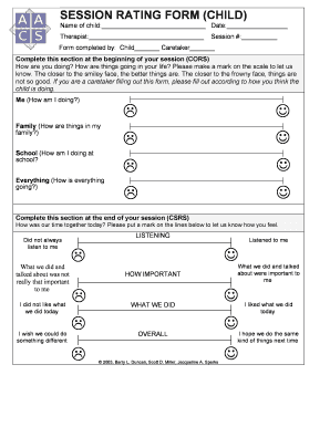 Child Session Rating Form