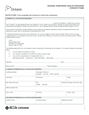 Ontario Temporary Health Program Consent Form