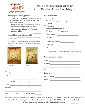 Donation Form for Canadian Council for Refugees