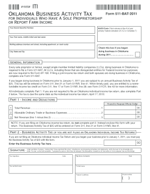Oklahoma Business Activity Tax Form 511-BAT