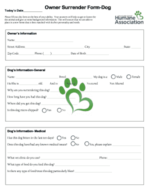 Dog Surrender Form