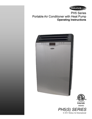 Soleus Air PH5 Series Portable Air Conditioner Operating Instructions