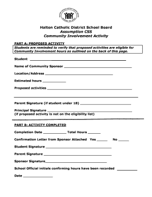 Community Involvement Activity Form