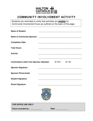 Community Involvement Activity Form