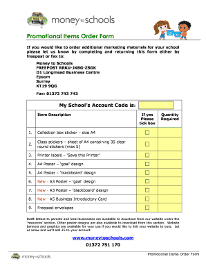 Promotional Items Order Form