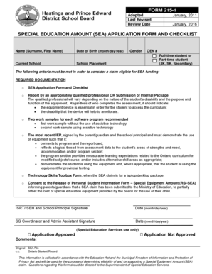 Special Education Amount Application Form