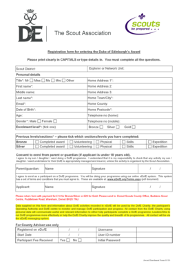 Duke of Edinburgh's Award Registration Form