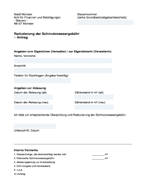 Antrag auf Reduzierung der Schmutzwassergebühr