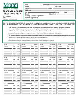 Graduate Course Sequence Plan