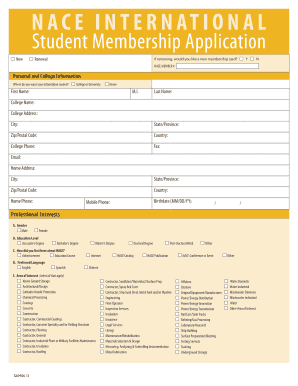 NACE International Student Membership Application