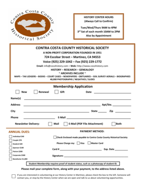 HISTORY CENTER HOURS (Always Call to Confirm) Tues/Wed/Thurs 9AM to 4PM 3rd Sat of each month 10AM to 2PM Also by Appointment CONTRA COSTA COUNTY HISTORICAL SOCIETY A NON - cocohistory