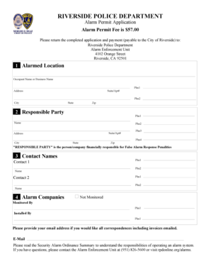 Riverside Alarm Permit Application