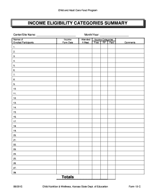 Child and Adult Care Food Program Income Eligibility Form