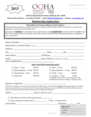OQHA Membership Application