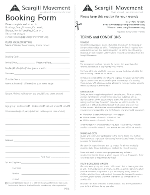 Scargill Movement Booking Form