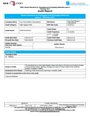 Internal audit of restaurant - BRC-IoP audit report 2014.pdf - Euro Pool System