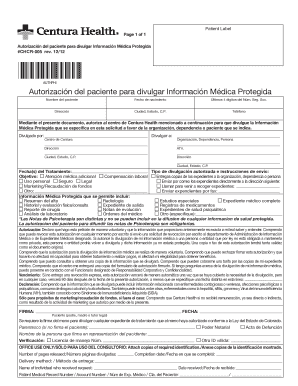 Autorización del paciente para divulgar Información Médica Protegida