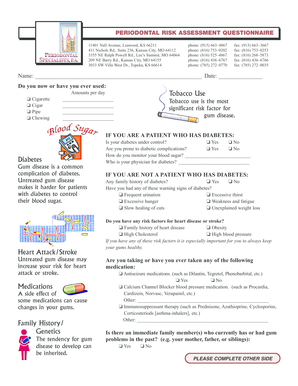 Periodontal Risk Assessment Questionnaire