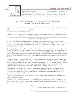 Consent to Diagnosis Treatment Surgery