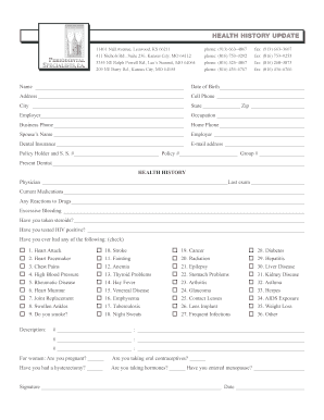 Health History Update Form