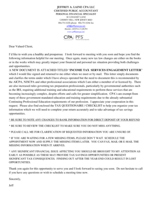 Income Tax Services Engagement Letter