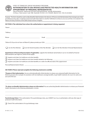 Tennessee Health Information Authorization Form