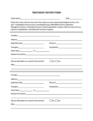 Treatment History Form