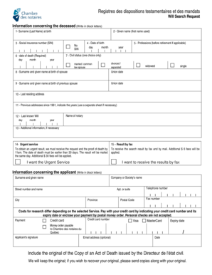 Registres des dispositions testamentaires et des mandats