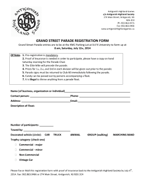 GRAND STREET PARADE REGISTRATION FORM - Antigonish... - antigonishhighlandgames