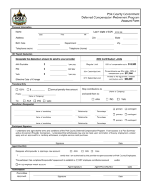 Polk County Deferred Compensation Retirement Program Account Form