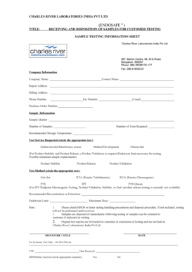 Sample birth plan template - (ENDOSAFE TITLE: RECEIVING AND DISPOSITION OF...