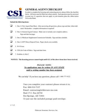 General Agent Contract and Checklist