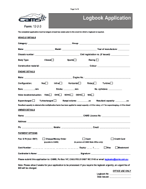 Logbook Application Form